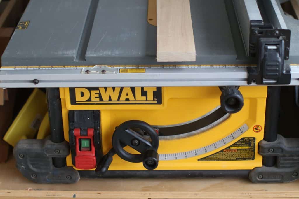 A Dewalt DWE7490 table saw close up