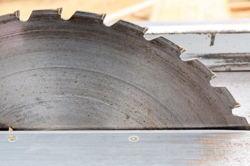 Close up of a table saw blade