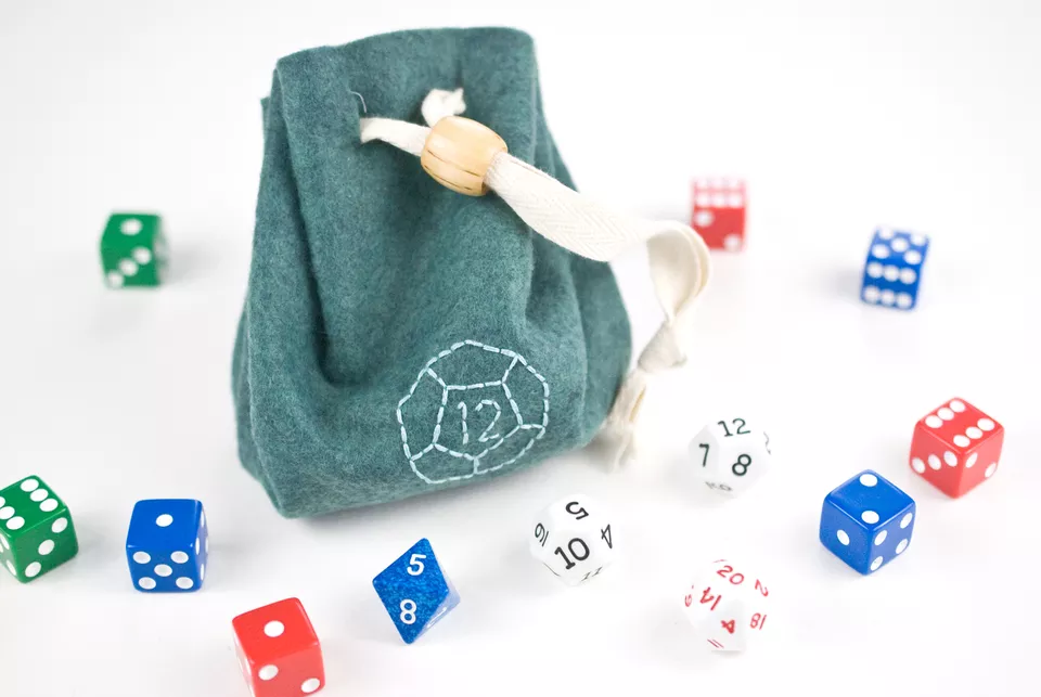 No-Sew Embroidered Dice Bag